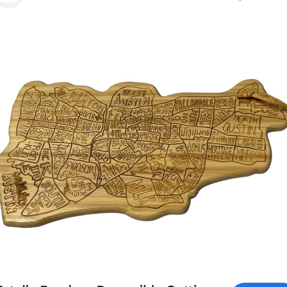 NWT, Austin, Tx laser etched Totally Bamboo serving board